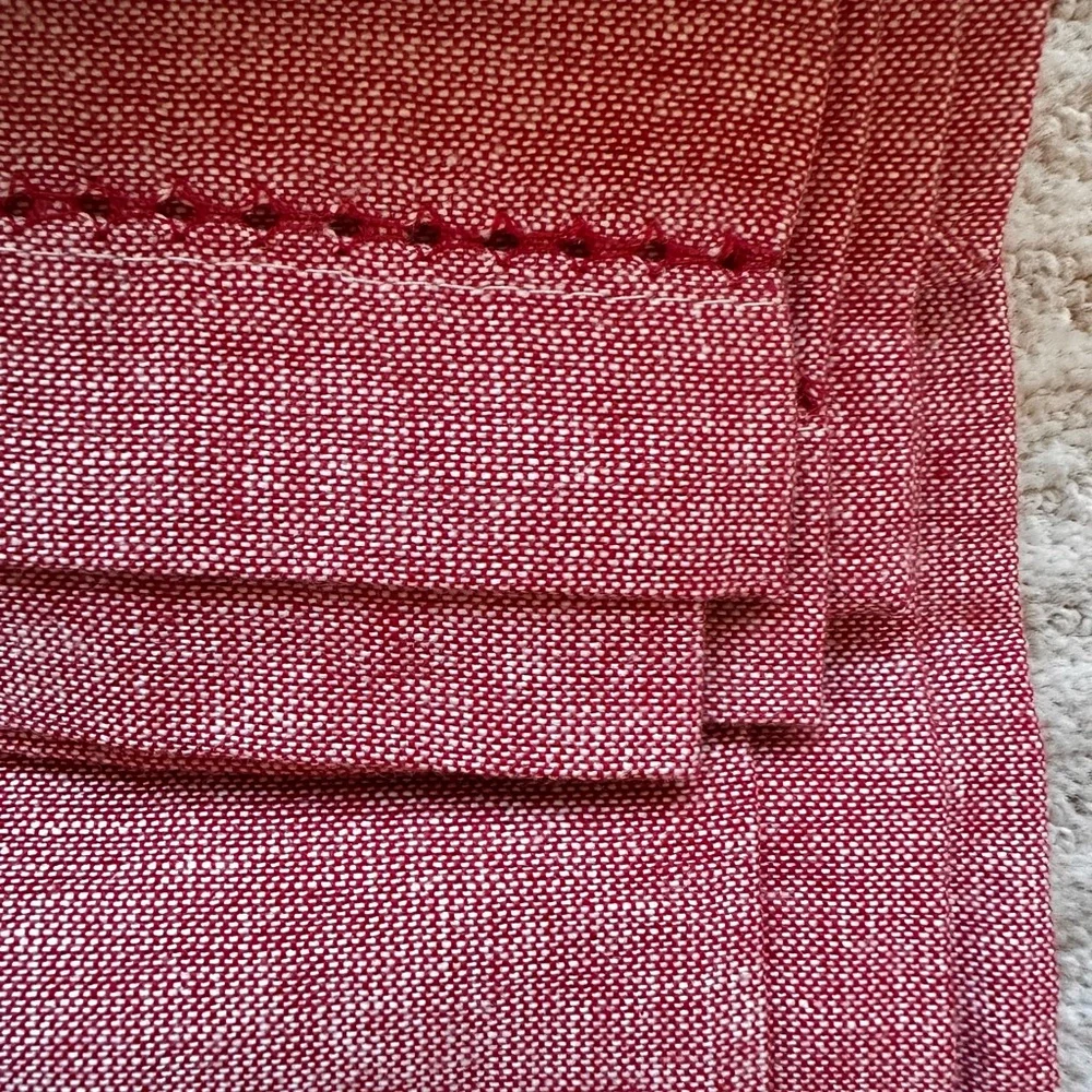 Threshold Tablecloth Chambray Hemstitch Red - 60 X 84 In Oblong 100% Cotton NEW